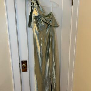 One-Shoulder Green Gown